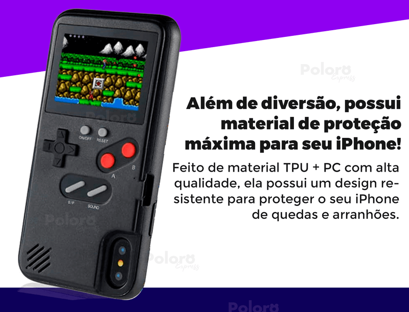 Capa de iPhone RetroCase® com MAIS DE 30 JOGOS nostálgicos + CABO USB DE BRINDE!